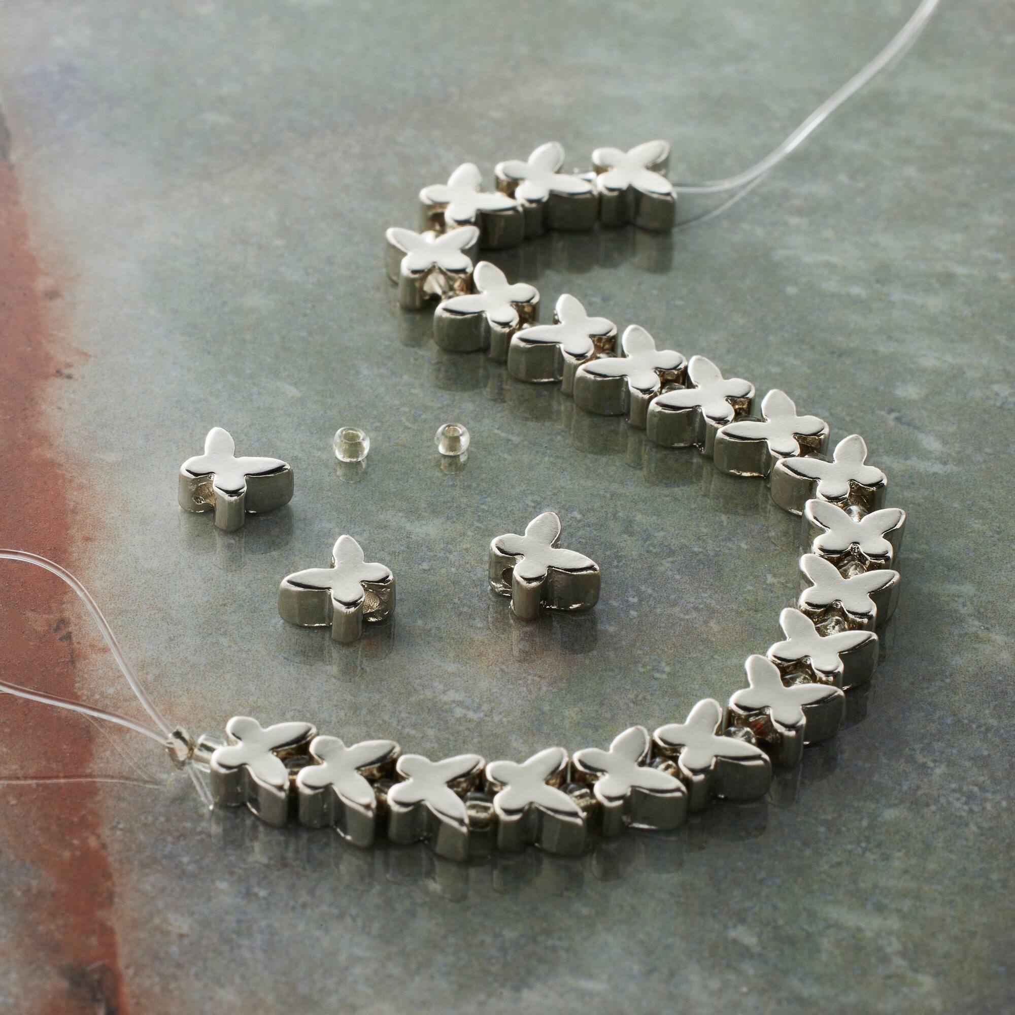 Rhodium Butterfly Beads, 6mm by Bead Landing™